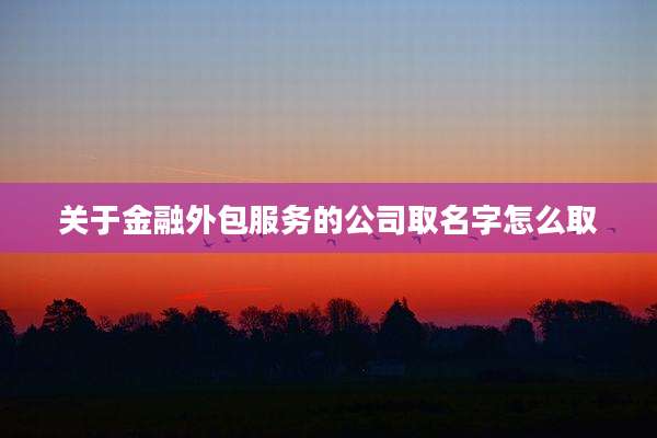 关于金融外包服务的公司取名字怎么取