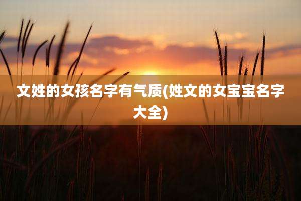 文姓的女孩名字有气质(姓文的女宝宝名字大全)