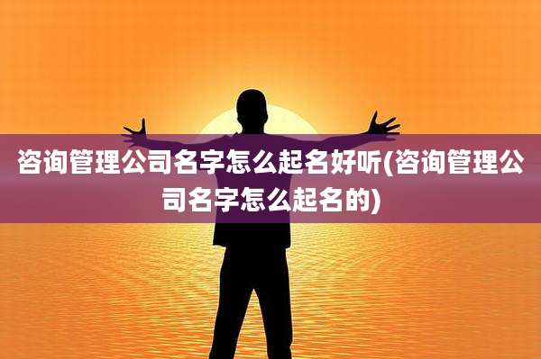 咨询管理公司名字怎么起名好听(咨询管理公司名字怎么起名的)