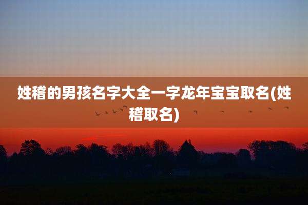 姓稽的男孩名字大全一字龙年宝宝取名(姓稽取名)