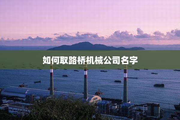 如何取路桥机械公司名字