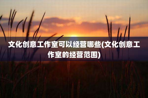 文化创意工作室可以经营哪些(文化创意工作室的经营范围)