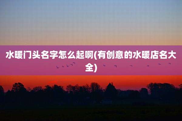 水暖门头名字怎么起啊(有创意的水暖店名大全)