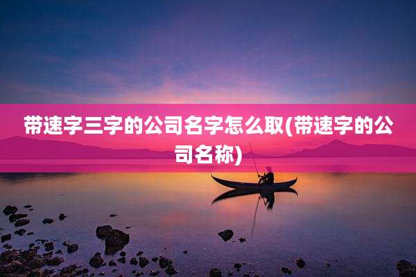 带速字三字的公司名字怎么取(带速字的公司名称)