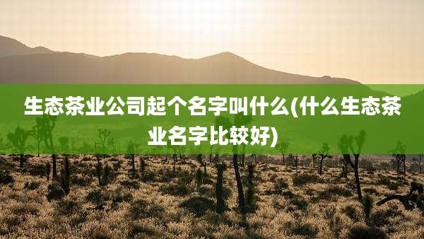 生态茶业公司起个名字叫什么(什么生态茶业名字比较好)