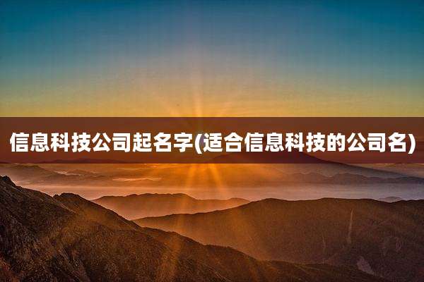 信息科技公司起名字(适合信息科技的公司名)