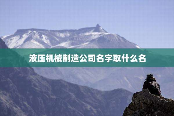 液压机械制造公司名字取什么名