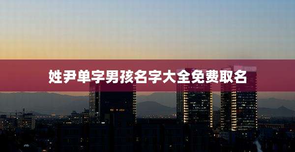 姓尹单字男孩名字大全免费取名