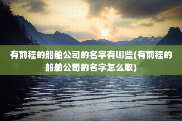 有前程的船舶公司的名字有哪些(有前程的船舶公司的名字怎么取)