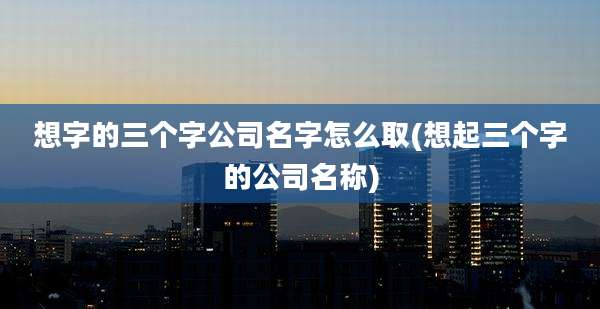想字的三个字公司名字怎么取(想起三个字的公司名称)