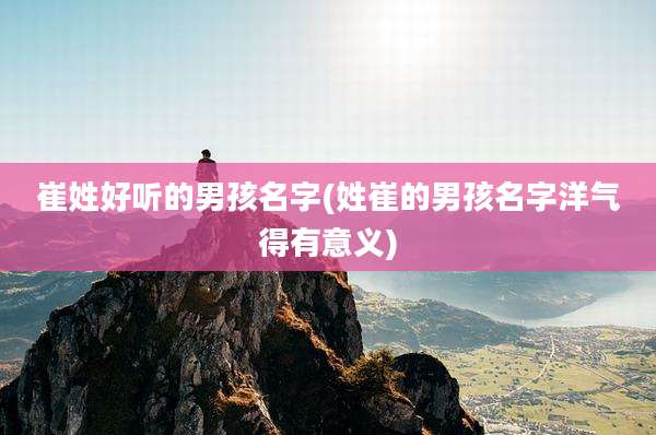 崔姓好听的男孩名字(姓崔的男孩名字洋气得有意义)