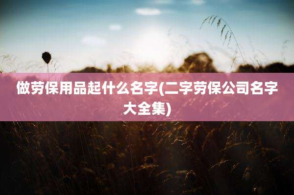 做劳保用品起什么名字(二字劳保公司名字大全集)