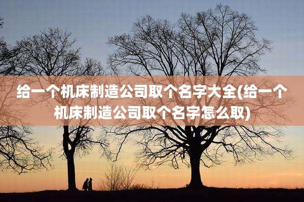 给一个机床制造公司取个名字大全(给一个机床制造公司取个名字怎么取)