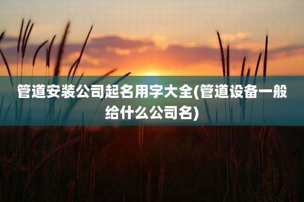 管道安装公司起名用字大全(管道设备一般给什么公司名)