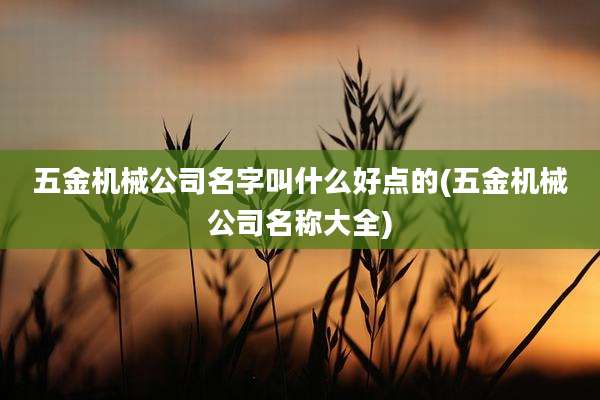 五金机械公司名字叫什么好点的(五金机械公司名称大全)