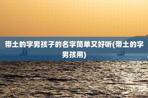 带土的字男孩子的名字简单又好听(带土的字男孩用)