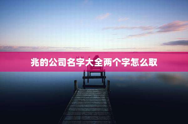 兆的公司名字大全两个字怎么取