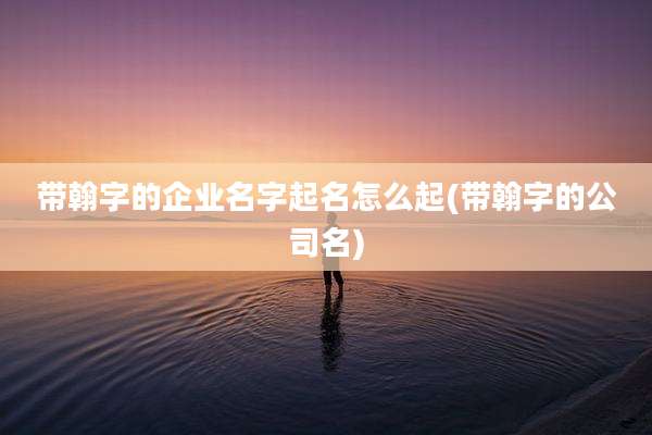 带翰字的企业名字起名怎么起(带翰字的公司名)