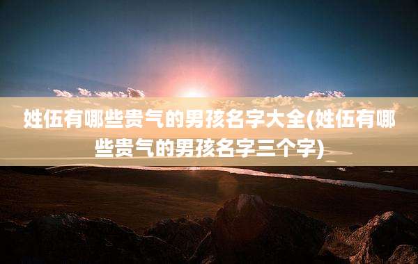 姓伍有哪些贵气的男孩名字大全(姓伍有哪些贵气的男孩名字三个字)