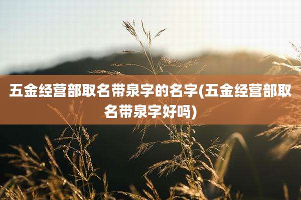 五金经营部取名带泉字的名字(五金经营部取名带泉字好吗)