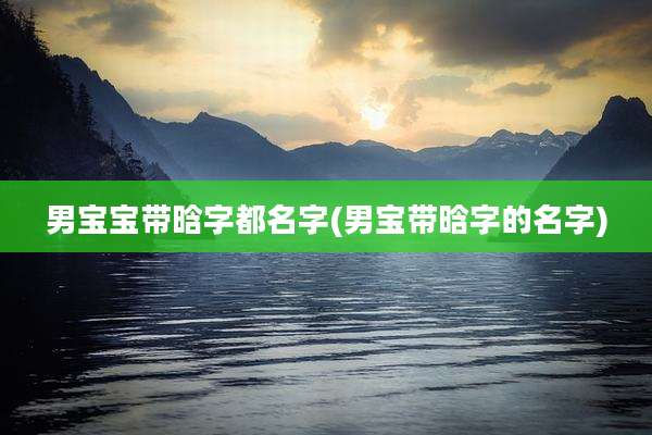 男宝宝带晗字都名字(男宝带晗字的名字)