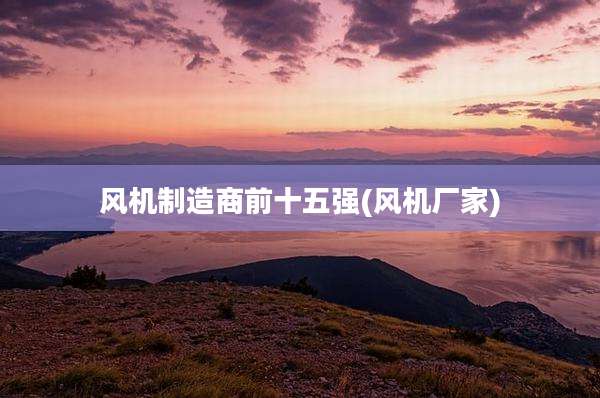 风机制造商前十五强(风机厂家)