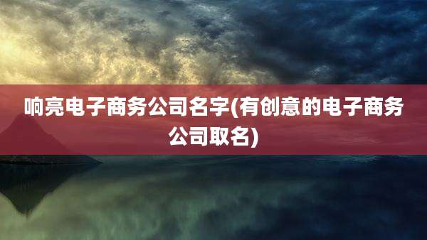 响亮电子商务公司名字(有创意的电子商务公司取名)
