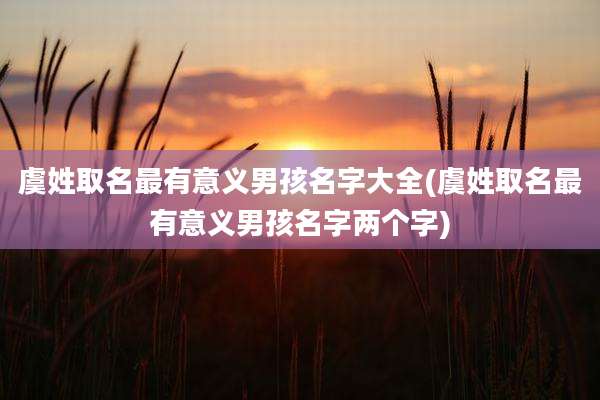 虞姓取名最有意义男孩名字大全(虞姓取名最有意义男孩名字两个字)