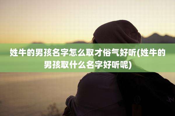 姓牛的男孩名字怎么取才俗气好听(姓牛的男孩取什么名字好听呢)