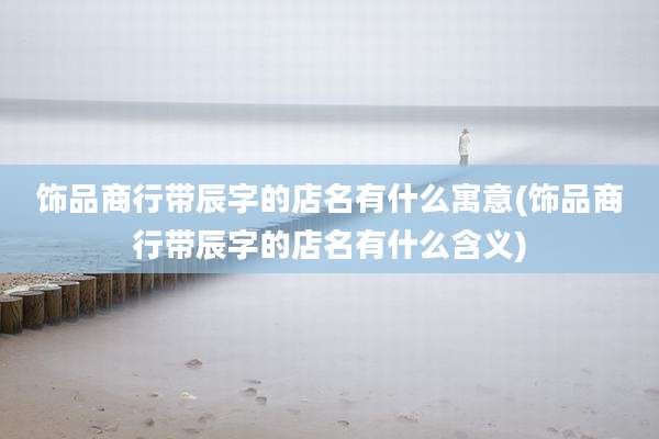 饰品商行带辰字的店名有什么寓意(饰品商行带辰字的店名有什么含义)