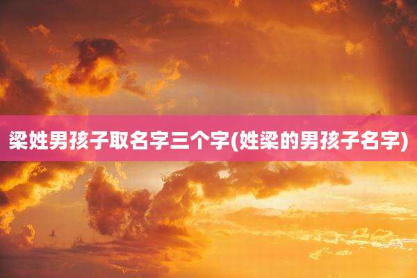 梁姓男孩子取名字三个字(姓梁的男孩子名字)