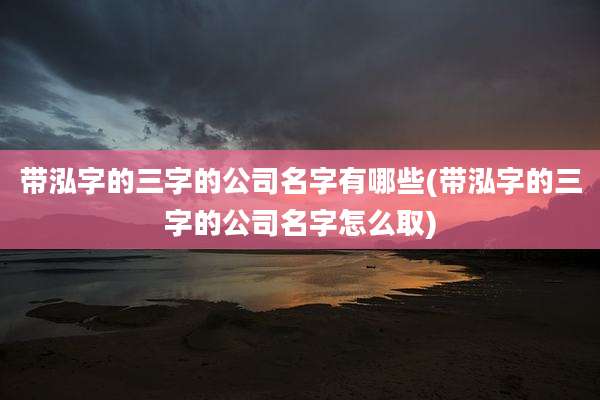 带泓字的三字的公司名字有哪些(带泓字的三字的公司名字怎么取)