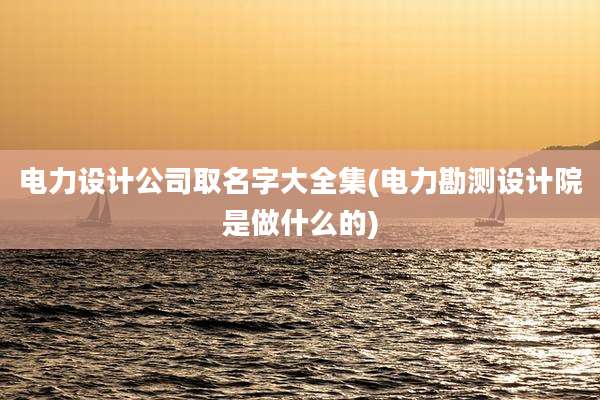 电力设计公司取名字大全集(电力勘测设计院是做什么的)