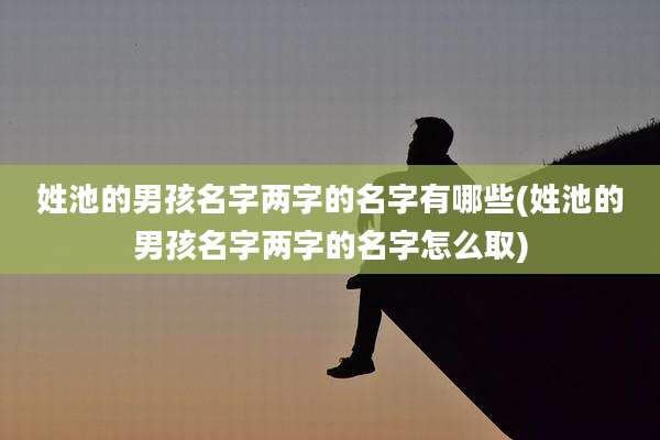 姓池的男孩名字两字的名字有哪些(姓池的男孩名字两字的名字怎么取)