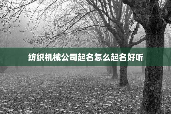 纺织机械公司起名怎么起名好听