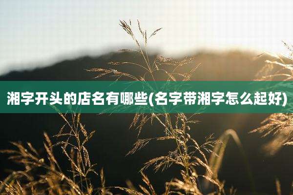 湘字开头的店名有哪些(名字带湘字怎么起好)
