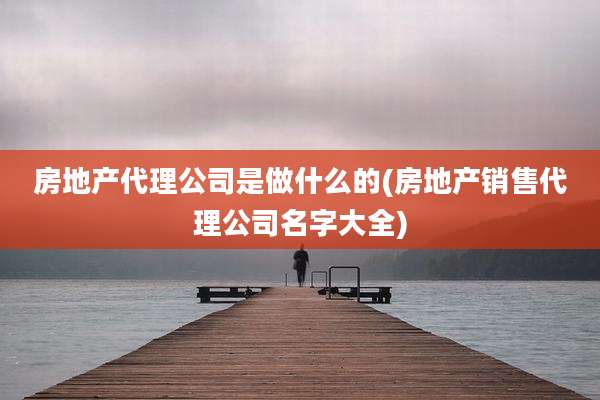 房地产代理公司是做什么的(房地产销售代理公司名字大全)
