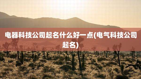 电器科技公司起名什么好一点(电气科技公司起名)