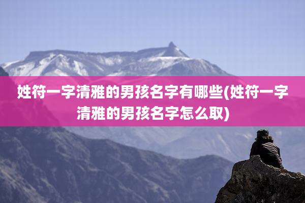 姓符一字清雅的男孩名字有哪些(姓符一字清雅的男孩名字怎么取)