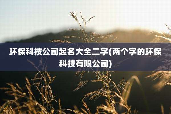 环保科技公司起名大全二字(两个字的环保科技有限公司)