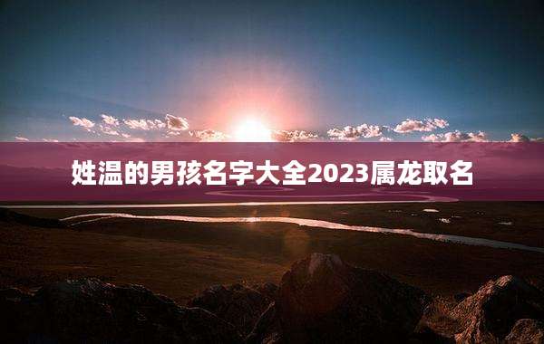 姓温的男孩名字大全2023属龙取名