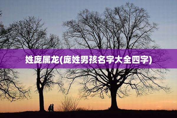 姓庞属龙(庞姓男孩名字大全四字)