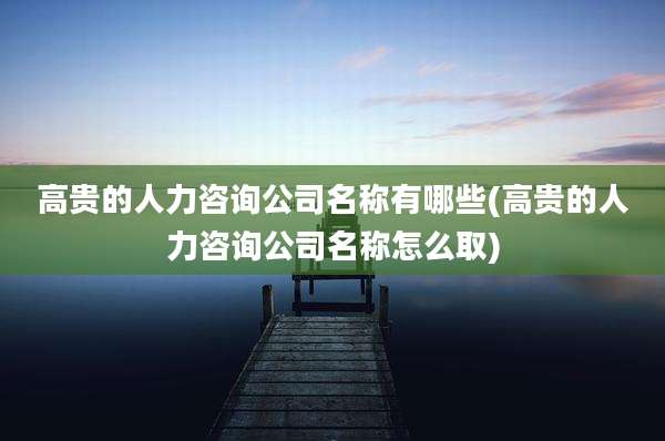 高贵的人力咨询公司名称有哪些(高贵的人力咨询公司名称怎么取)