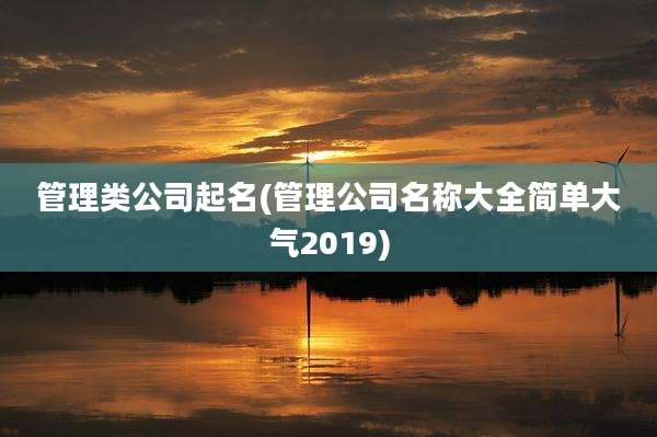 管理类公司起名(管理公司名称大全简单大气2019)