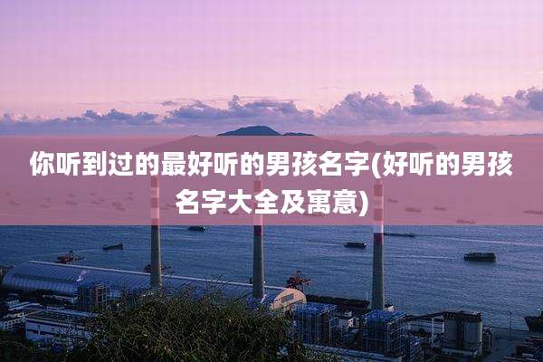 你听到过的最好听的男孩名字(好听的男孩名字大全及寓意)