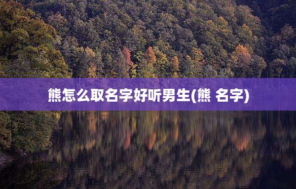 熊怎么取名字好听男生(熊 名字)
