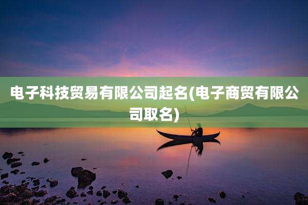 电子科技贸易有限公司起名(电子商贸有限公司取名)