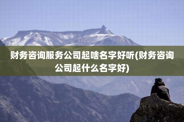 财务咨询服务公司起啥名字好听(财务咨询公司起什么名字好)