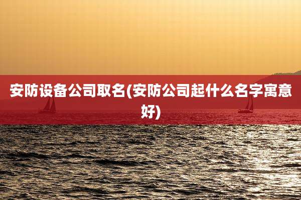安防设备公司取名(安防公司起什么名字寓意好)