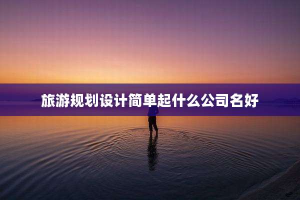 旅游规划设计简单起什么公司名好